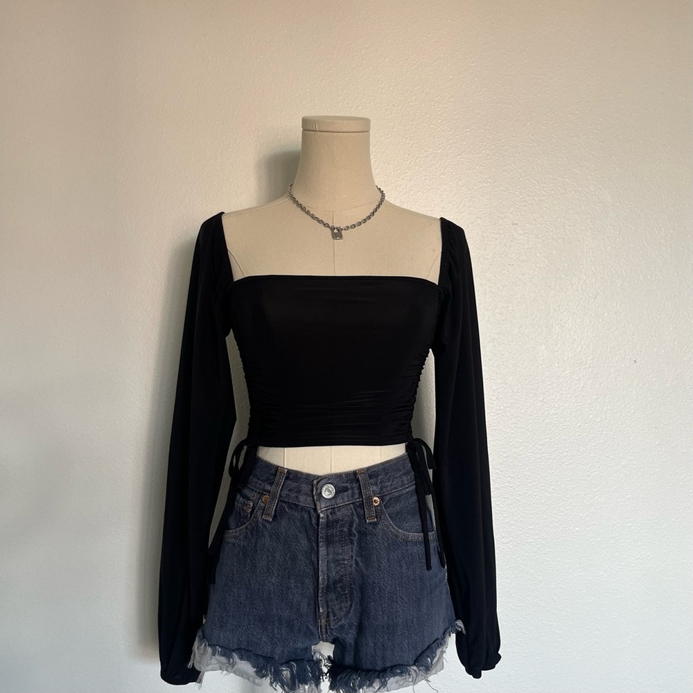 Black Nasty Gal crop top with bows